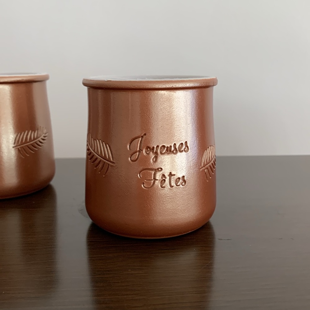 3 Bronze Gold La Fermiere Glazed Terra Cotta Mini pots - Picture 2 of 6